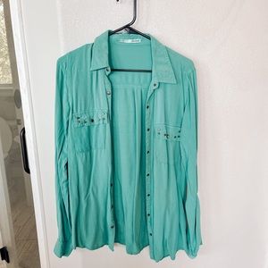 Turquoise Country Girl Button-Up